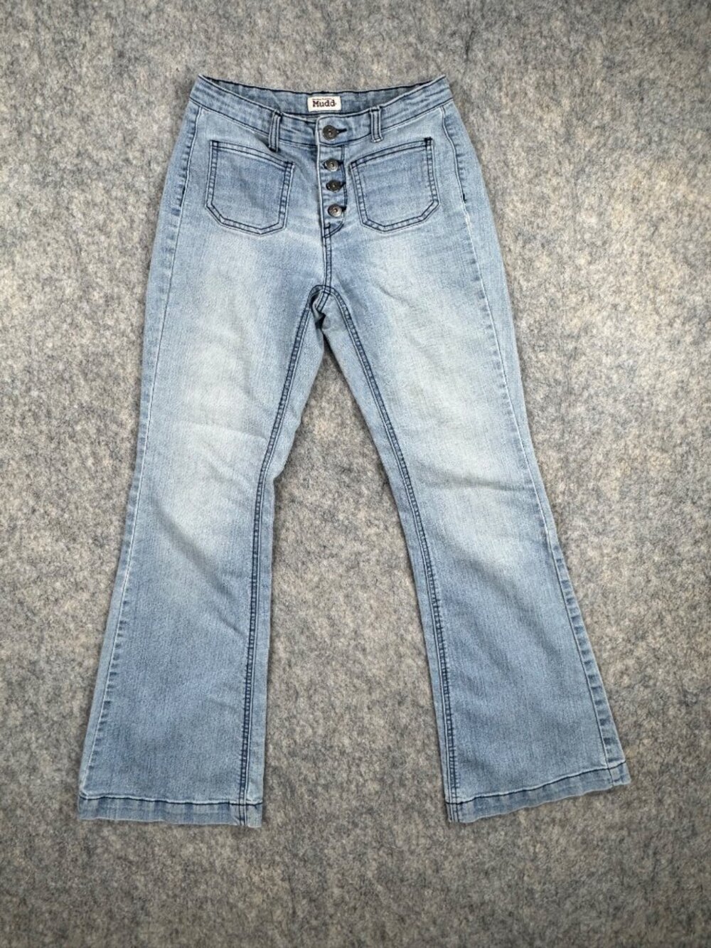 Y2K Vintage Mudd Jeans Flare Button Fly Low Rise Sz 5